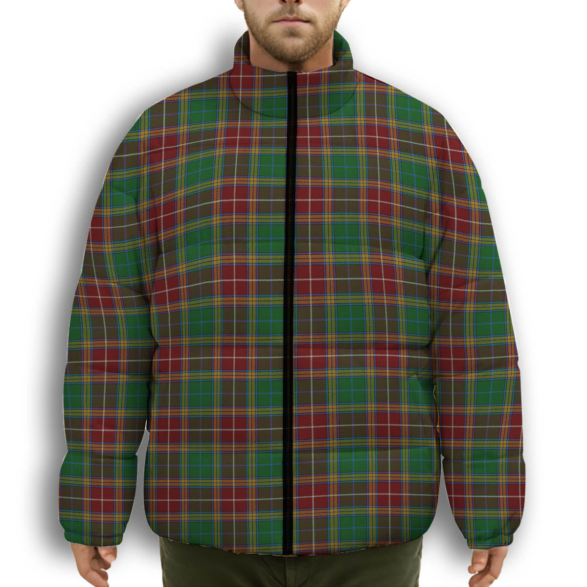 ScotsTee Shop Scottish Baxter Premium Tartan Collar Down Jacket Winter White Duck Down Plaid