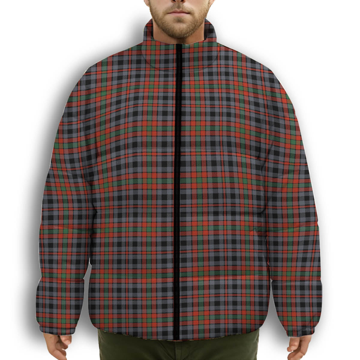 ScotsTee Shop Scottish Borthwick Ancient Premium Tartan Collar Down Jacket Winter White Duck Down Plaid