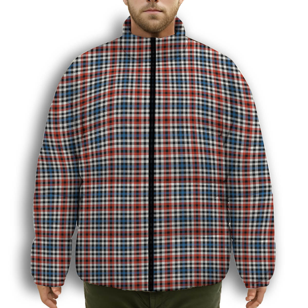 ScotsTee Shop Scottish Bell Border (Bell Southern Bell) Ancient Premium Tartan Collar Down Jacket Winter White Duck Down Plaid