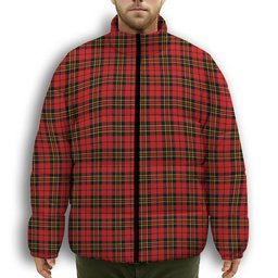 ScotsTee Shop Scottish Brodie Red Modern Premium Tartan Collar Down Jacket Winter White Duck Down Plaid
