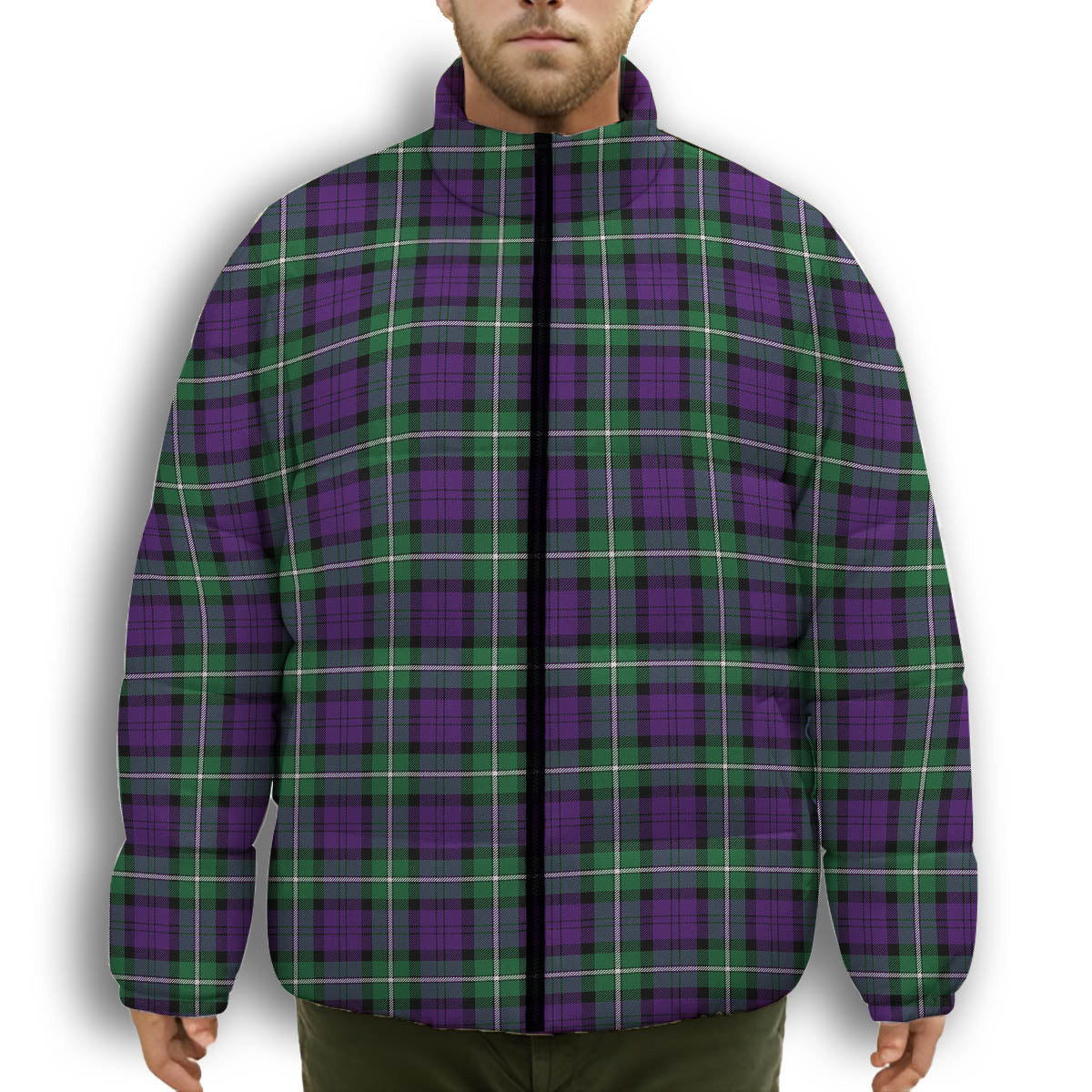 ScotsTee Shop Scottish Baillie Highland Society Ancient Premium Tartan Collar Down Jacket Winter White Duck Down Plaid