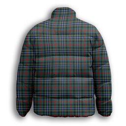 ScotsTee Shop Scottish Bisset Modern Premium Tartan Collar Down Jacket Winter White Duck Down Plaid