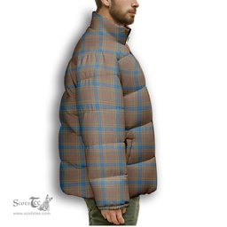 ScotsTee Shop Scottish Balfour Ancient Premium Tartan Collar Down Jacket Winter White Duck Down Plaid
