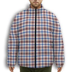 ScotsTee Shop Scottish Boswell Dress Modern Premium Tartan Collar Down Jacket Winter White Duck Down Plaid