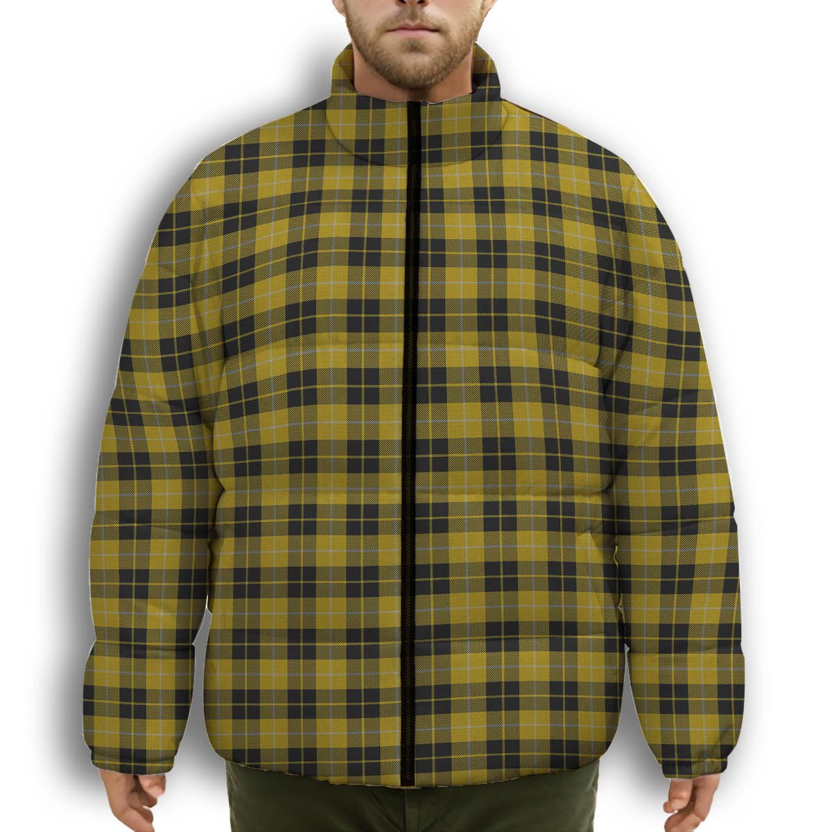 ScotsTee Shop Scottish Barclay Dress Premium Tartan Collar Down Jacket Winter White Duck Down Plaid