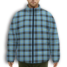 ScotsTee Shop Scottish Bell of the Borders Modern Premium Tartan Collar Down Jacket Winter White Duck Down Plaid