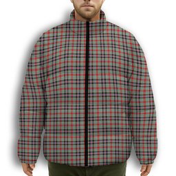 ScotsTee Shop Scottish Bruce of Kinnaird Modern Premium Tartan Collar Down Jacket Winter White Duck Down Plaid