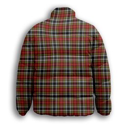 ScotsTee Shop Scottish Buchanan Old Dress Premium Tartan Collar Down Jacket Winter White Duck Down Plaid