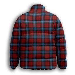 ScotsTee Shop Scottish Baillie of Polkemmet Red Premium Tartan Collar Down Jacket Winter White Duck Down Plaid
