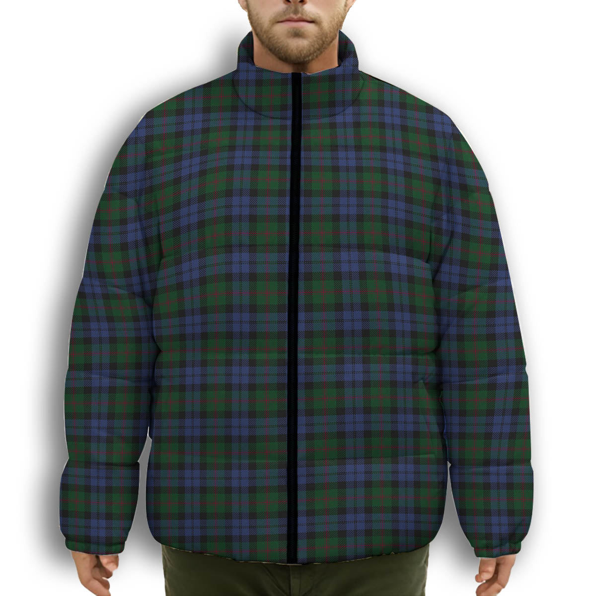 ScotsTee Shop Scottish Baird Premium Tartan Collar Down Jacket Winter White Duck Down Plaid