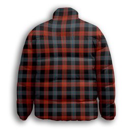 ScotsTee Shop Scottish Broun Ancient Premium Tartan Collar Down Jacket Winter White Duck Down Plaid