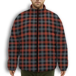 ScotsTee Shop Scottish Broun Ancient Premium Tartan Collar Down Jacket Winter White Duck Down Plaid