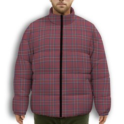 ScotsTee Shop Scottish Burnett Hunting Modern Premium Tartan Collar Down Jacket Winter White Duck Down Plaid