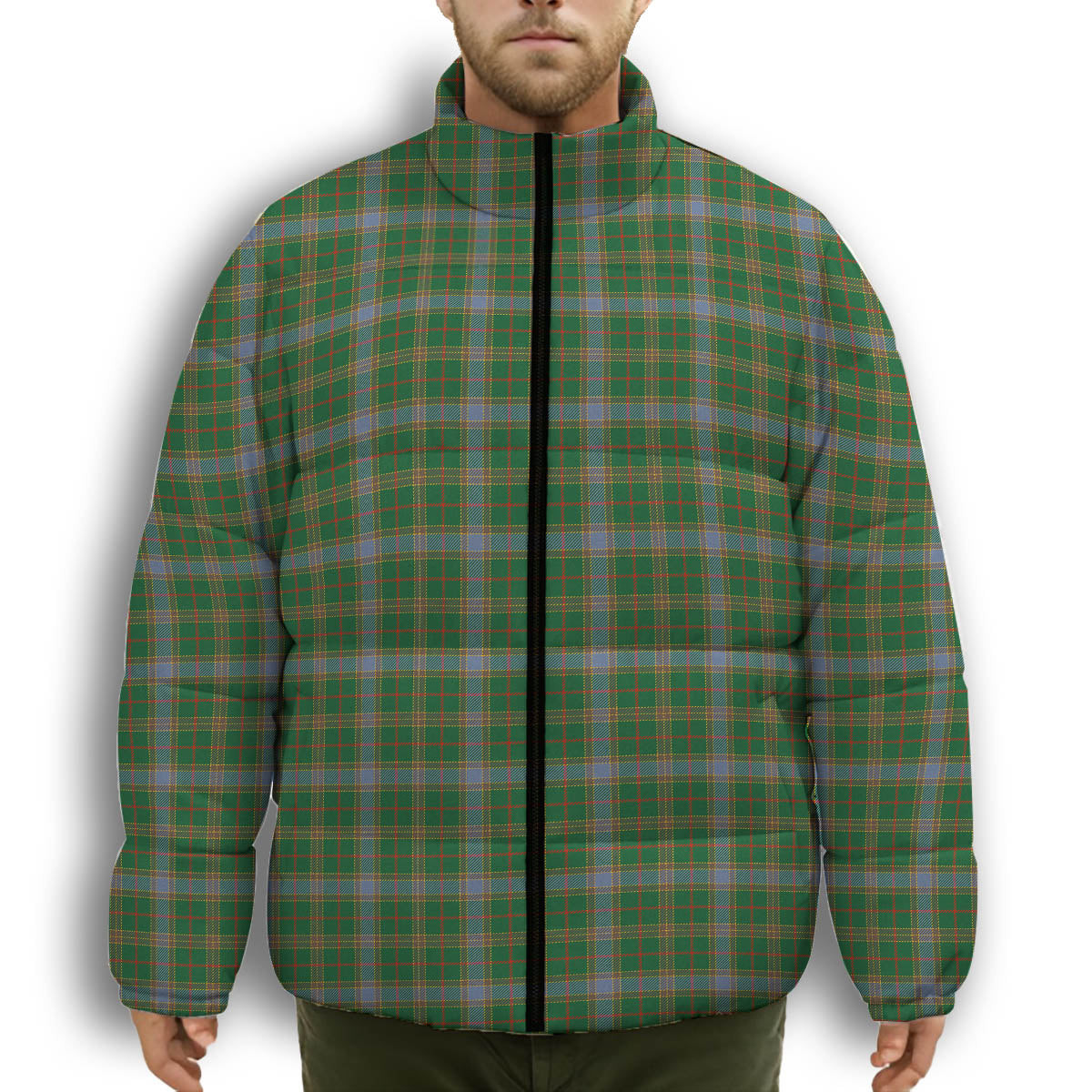 ScotsTee Shop Scottish Balfour Hunting Ancient Premium Tartan Collar Down Jacket Winter White Duck Down Plaid