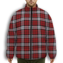 ScotsTee Shop Scottish Brodie Dress Premium Tartan Collar Down Jacket Winter White Duck Down Plaid