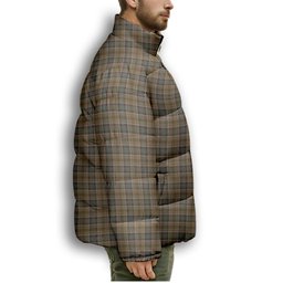 ScotsTee Shop Scottish Bruce of Kinnaird (Vivienne Westwood Design) Premium Tartan Collar Down Jacket Winter White Duck Down Plaid