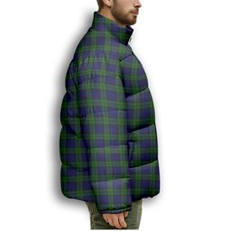 ScotsTee Shop Scottish Campbell Modern Premium Tartan Collar Down Jacket Winter White Duck Down Plaid
