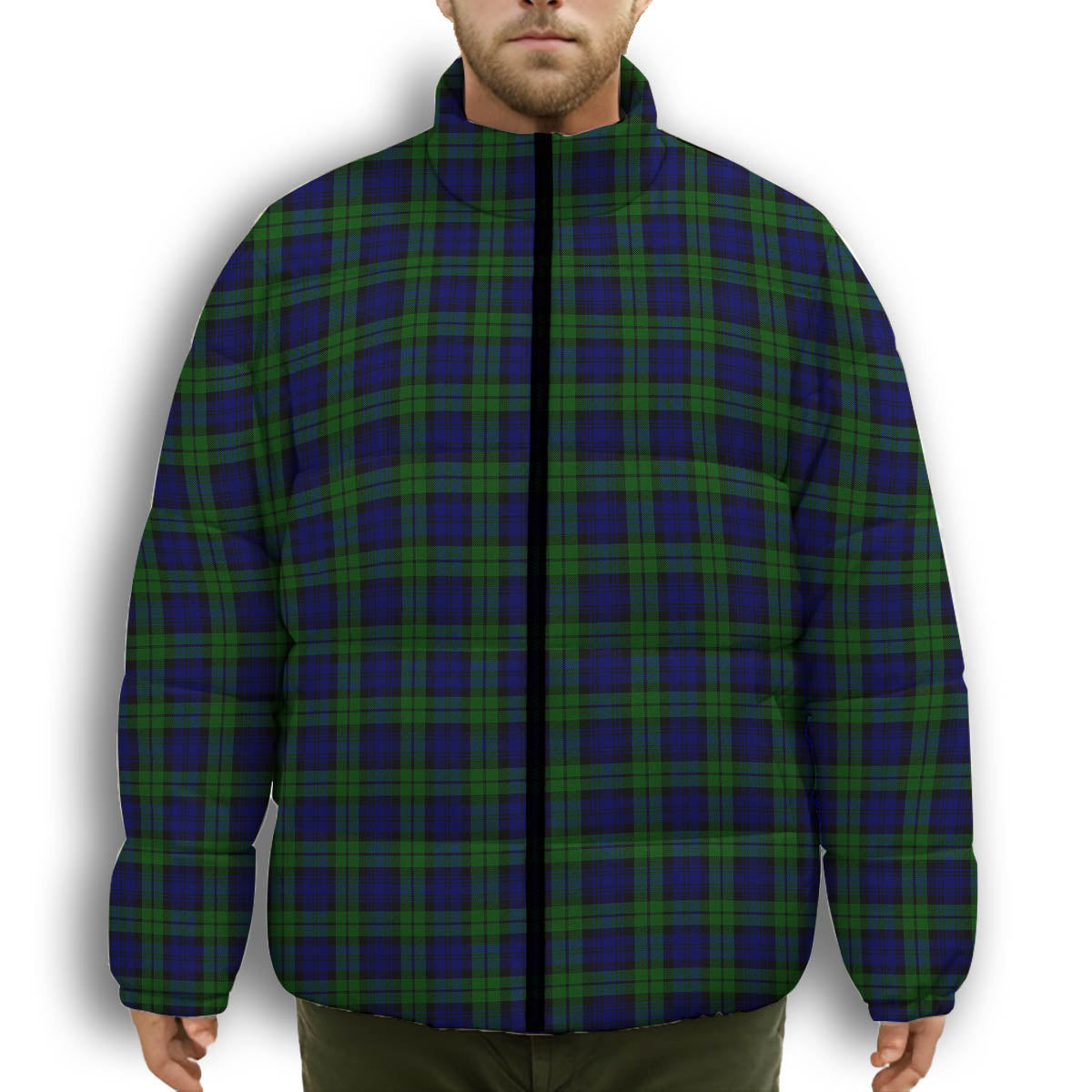 ScotsTee Shop Scottish Campbell Modern Premium Tartan Collar Down Jacket Winter White Duck Down Plaid