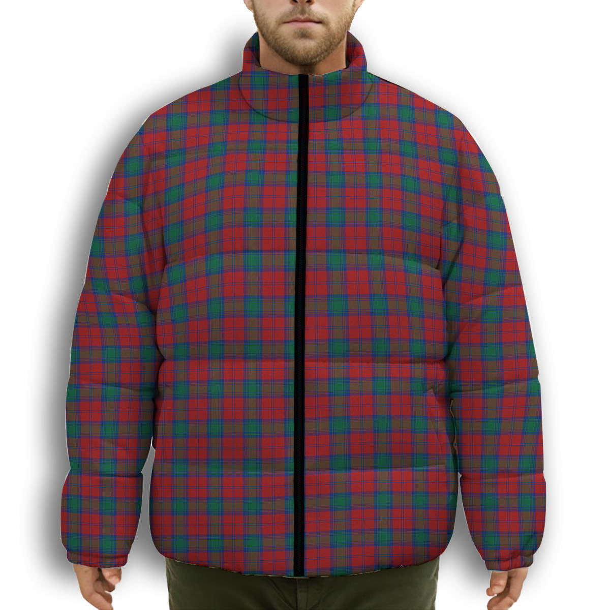 ScotsTee Shop Scottish Byres Premium Tartan Collar Down Jacket Winter White Duck Down Plaid