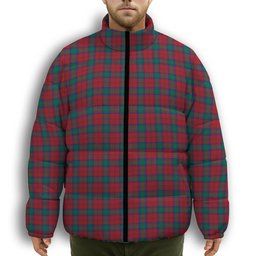 ScotsTee Shop Scottish Byres Premium Tartan Collar Down Jacket Winter White Duck Down Plaid