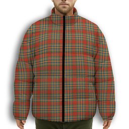 ScotsTee Shop Scottish Chattan Ancient Premium Tartan Collar Down Jacket Winter White Duck Down Plaid