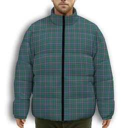 ScotsTee Shop Scottish Carmichael Ancient Premium Tartan Collar Down Jacket Winter White Duck Down Plaid