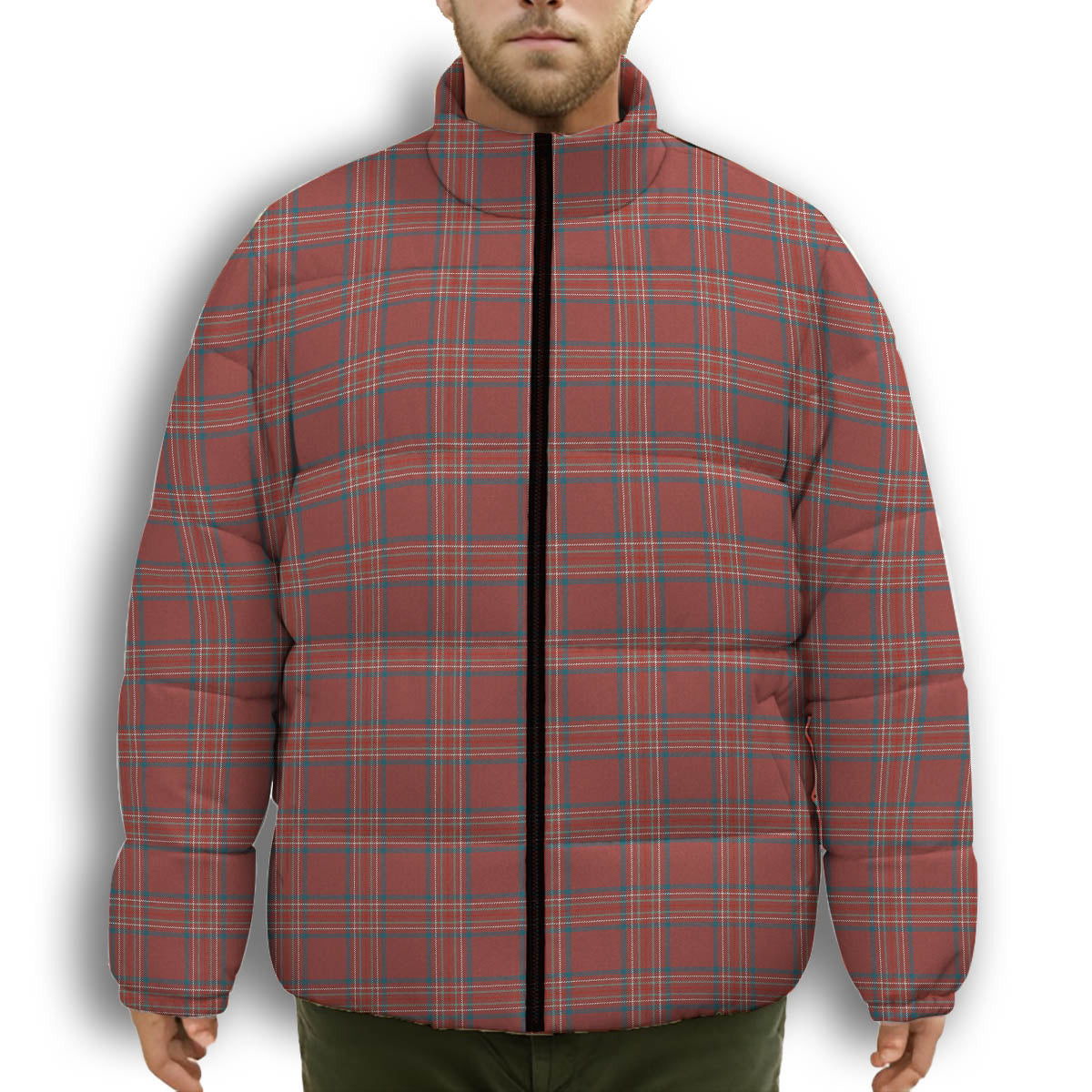 ScotsTee Shop Scottish Burnett Hunting Ancient Premium Tartan Collar Down Jacket Winter White Duck Down Plaid