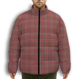 ScotsTee Shop Scottish Burnett Hunting Ancient Premium Tartan Collar Down Jacket Winter White Duck Down Plaid