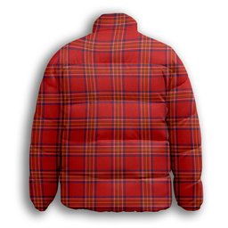 ScotsTee Shop Scottish Burnett of Leys Modern Premium Tartan Collar Down Jacket Winter White Duck Down Plaid