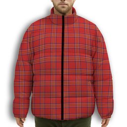 ScotsTee Shop Scottish Burnett of Leys Modern Premium Tartan Collar Down Jacket Winter White Duck Down Plaid