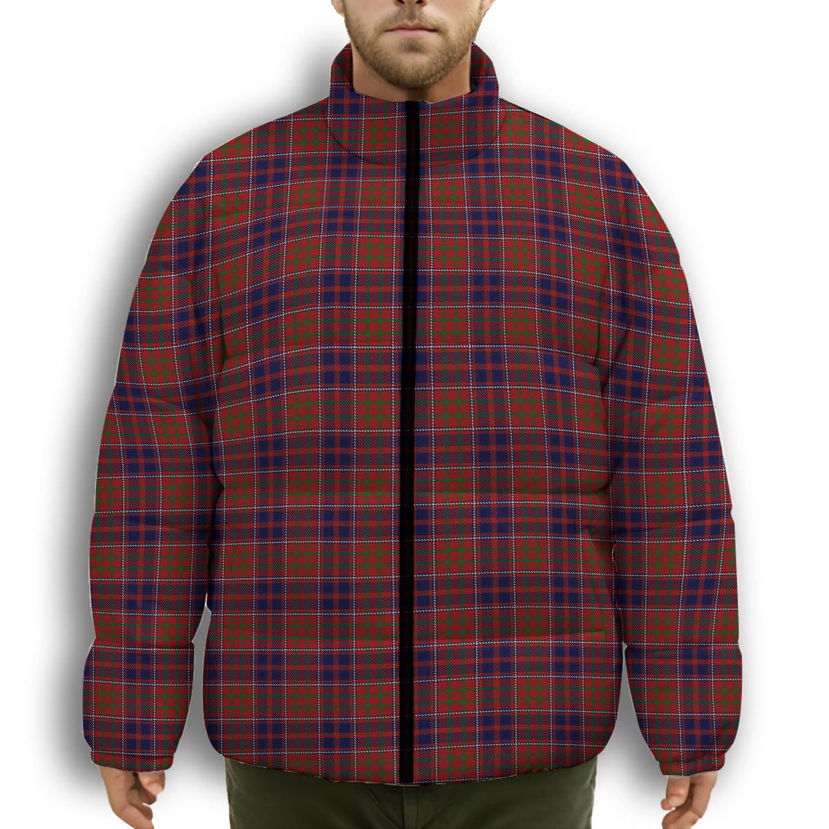 ScotsTee Shop Scottish Cameron of Locheil Original Premium Tartan Collar Down Jacket Winter White Duck Down Plaid