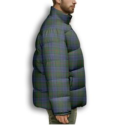 ScotsTee Shop Scottish Colquhoun Premium Tartan Collar Down Jacket Winter White Duck Down Plaid