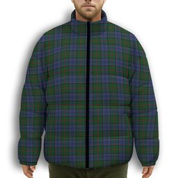ScotsTee Shop Scottish Colquhoun Premium Tartan Collar Down Jacket Winter White Duck Down Plaid