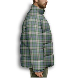 ScotsTee Shop Scottish Coulter Dress Premium Tartan Collar Down Jacket Winter White Duck Down Plaid