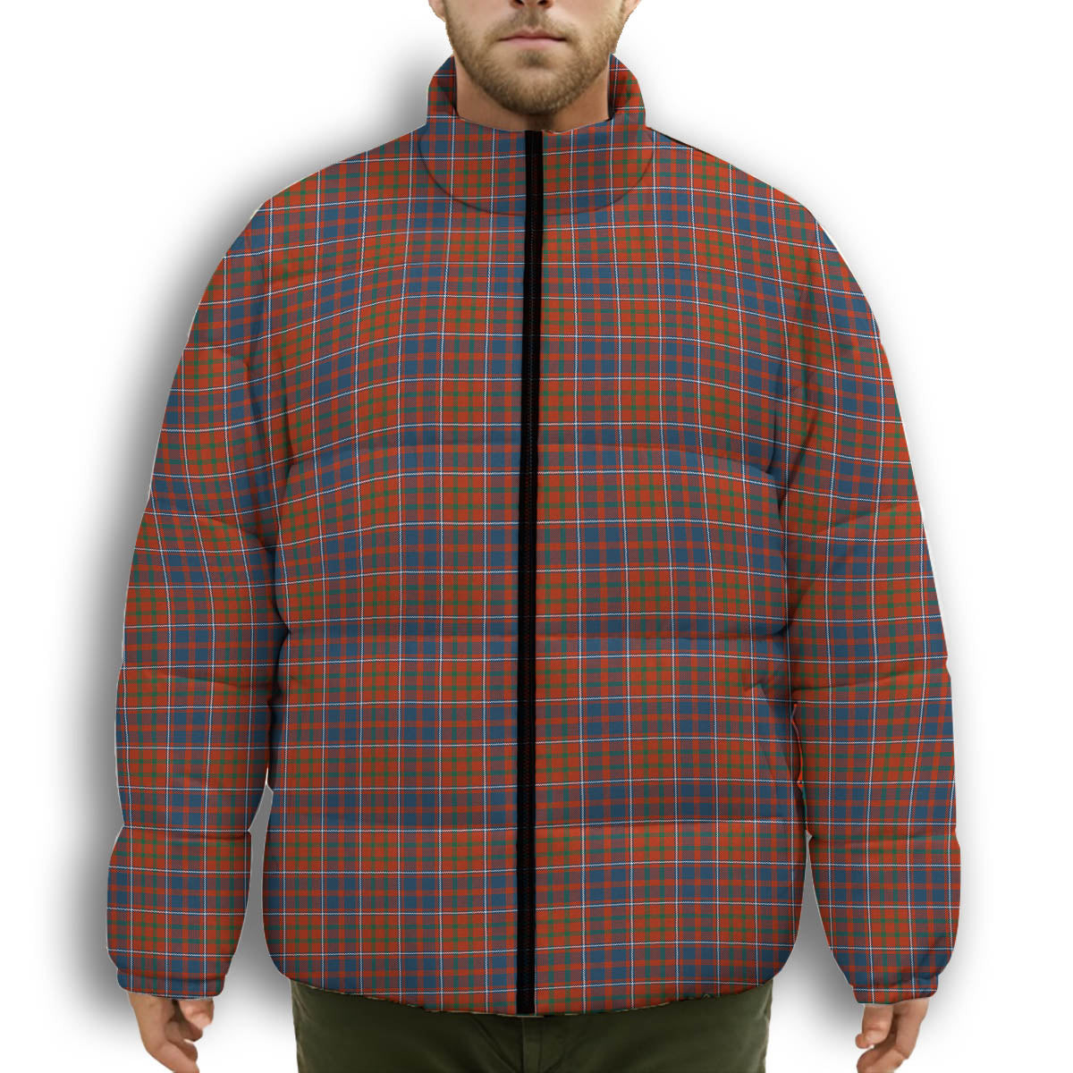 ScotsTee Shop Scottish Cameron of Lochiel Ancient Premium Tartan Collar Down Jacket Winter White Duck Down Plaid