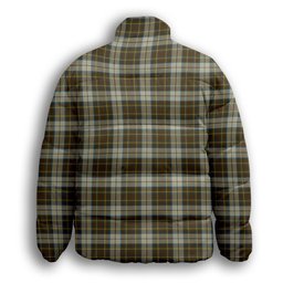 ScotsTee Shop Scottish Burns Battalion Premium Tartan Collar Down Jacket Winter White Duck Down Plaid