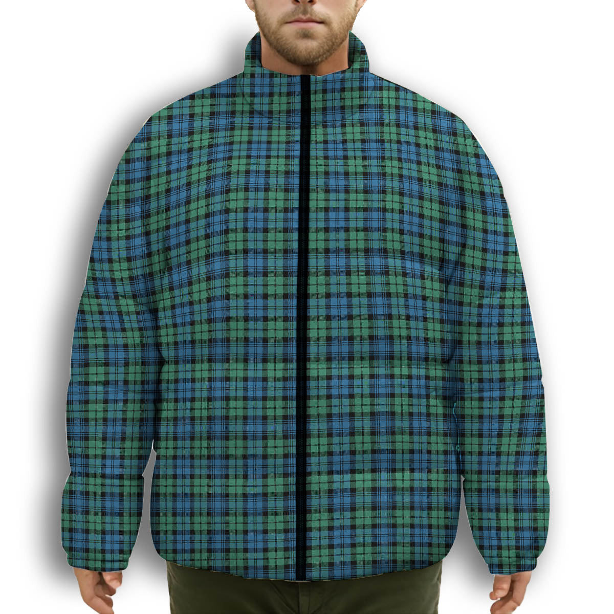 ScotsTee Shop Scottish Carter Premium Tartan Collar Down Jacket Winter White Duck Down Plaid