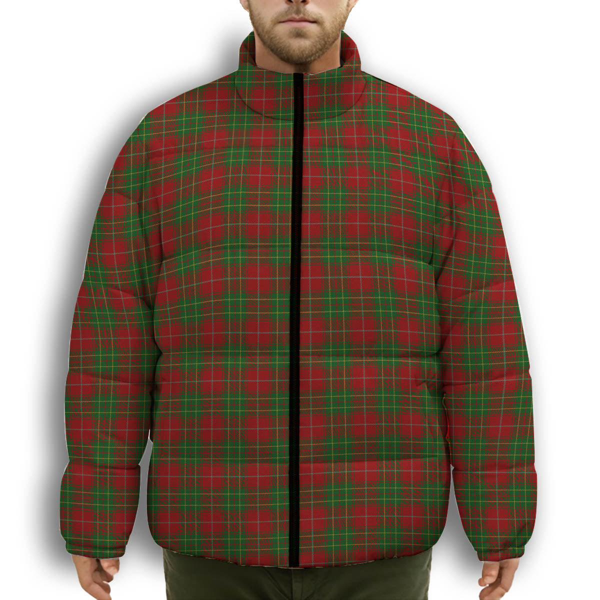 ScotsTee Shop Scottish Burnett Premium Tartan Collar Down Jacket Winter White Duck Down Plaid