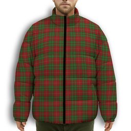 ScotsTee Shop Scottish Burnett Premium Tartan Collar Down Jacket Winter White Duck Down Plaid