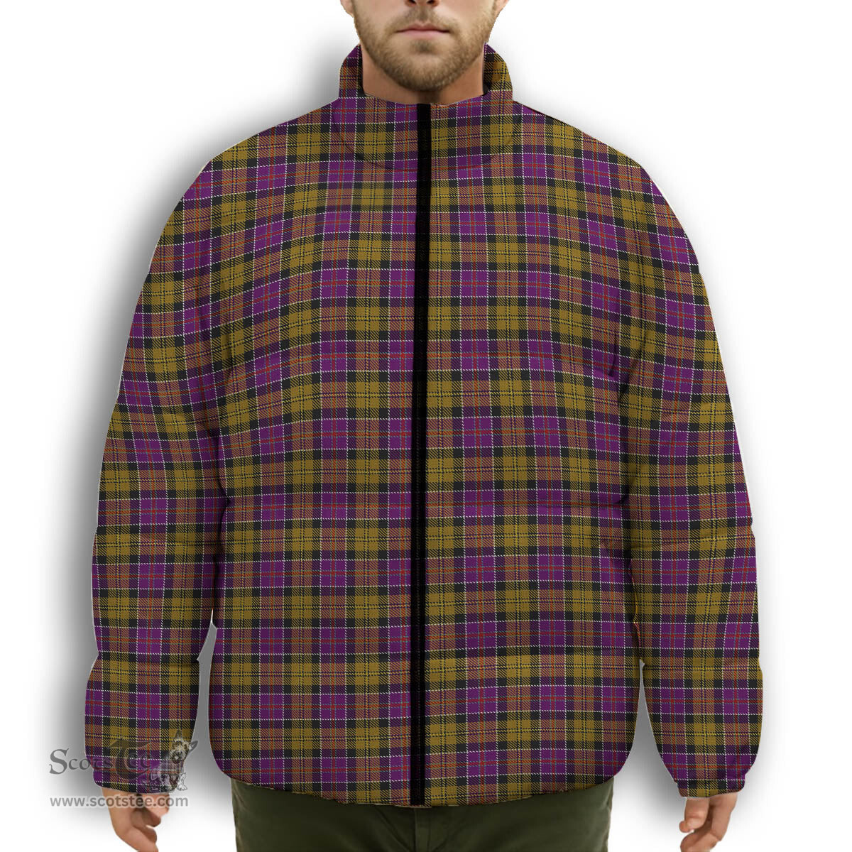 ScotsTee Shop Scottish Culloden Premium Tartan Collar Down Jacket Winter White Duck Down Plaid