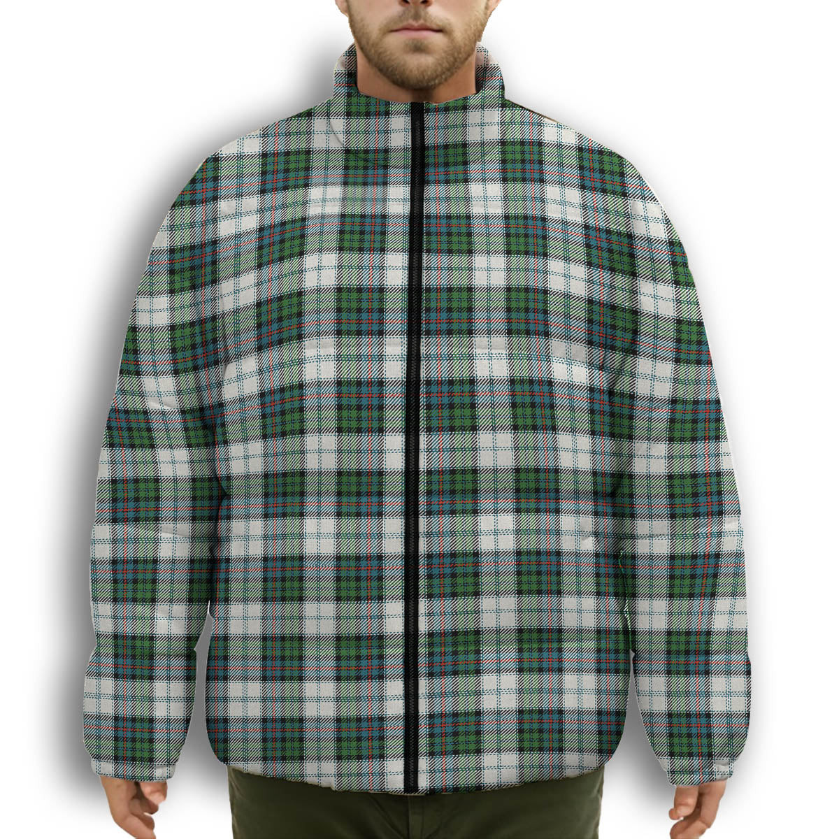 ScotsTee Shop Scottish Campbell of Cawdor Dress Ancient Premium Tartan Collar Down Jacket Winter White Duck Down Plaid
