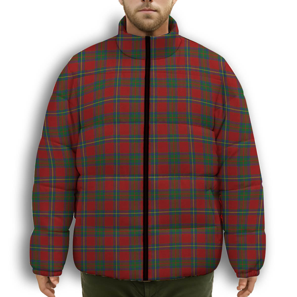 ScotsTee Shop Scottish Cruikshank Premium Tartan Collar Down Jacket Winter White Duck Down Plaid
