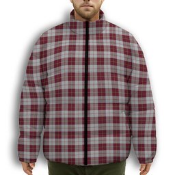 ScotsTee Shop Scottish Cunningham Dress Burgundy Dance Premium Tartan Collar Down Jacket Winter White Duck Down Plaid