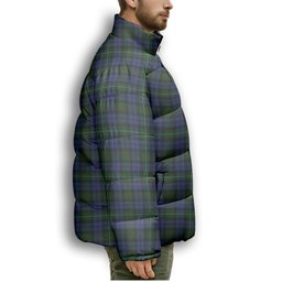 ScotsTee Shop Scottish Campbell Red Premium Tartan Collar Down Jacket Winter White Duck Down Plaid