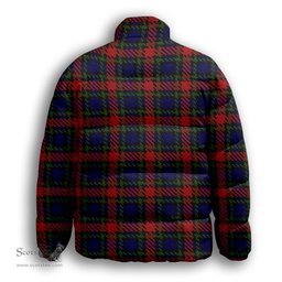ScotsTee Shop Scottish Clark Red Premium Tartan Collar Down Jacket Winter White Duck Down Plaid