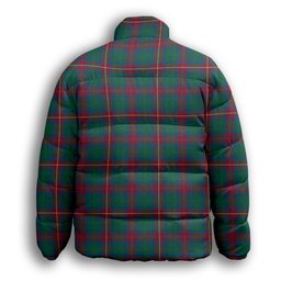 ScotsTee Shop Scottish Cairns of Finavon Ancient Premium Tartan Collar Down Jacket Winter White Duck Down Plaid