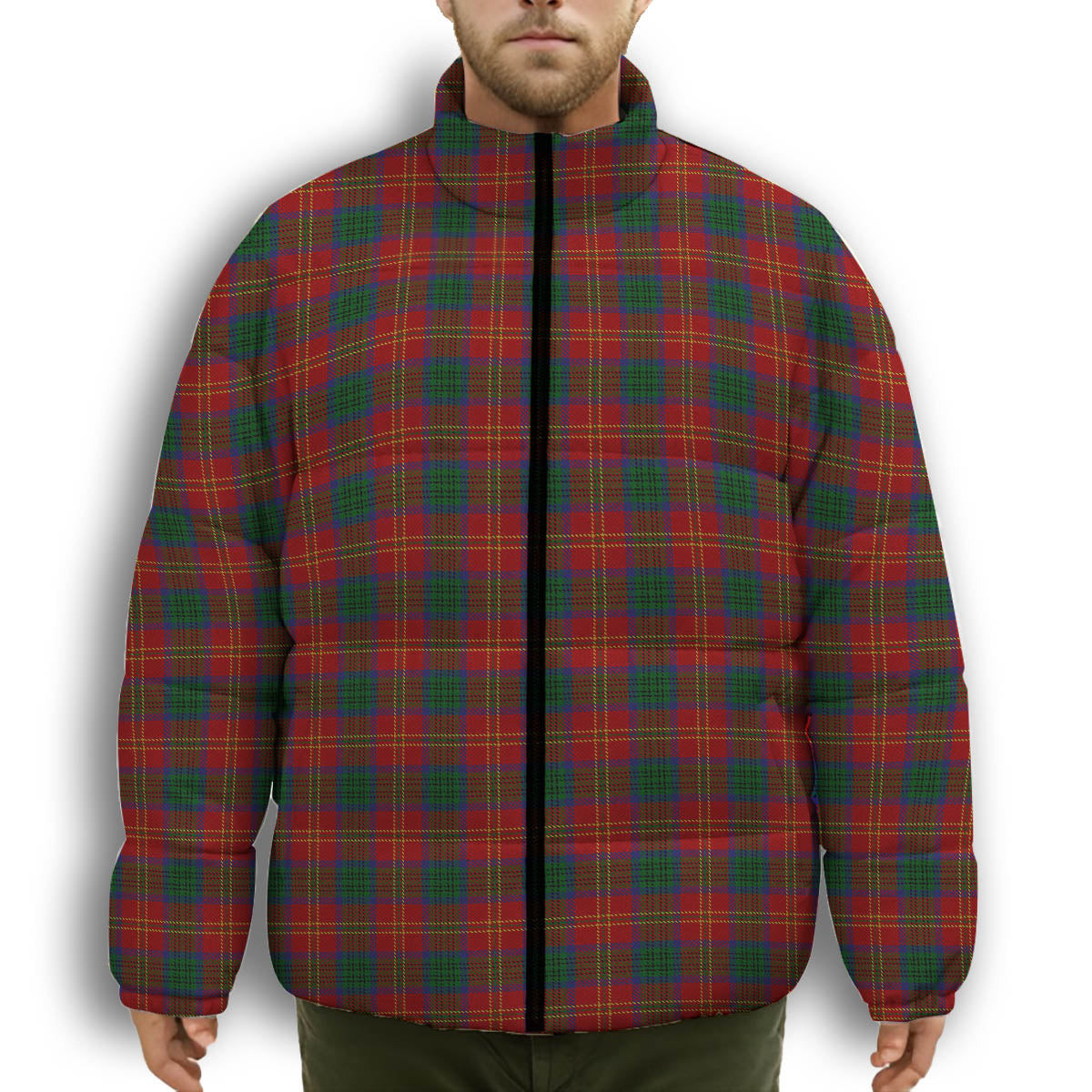 ScotsTee Shop Scottish Connolly Dress Premium Tartan Collar Down Jacket Winter White Duck Down Plaid