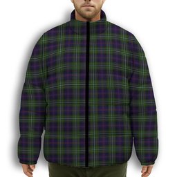 ScotsTee Shop Scottish Clark of Ulva Premium Tartan Collar Down Jacket Winter White Duck Down Plaid