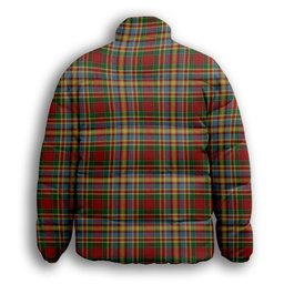 ScotsTee Shop Scottish Chattan Chief of Clan Premium Tartan Collar Down Jacket Winter White Duck Down Plaid
