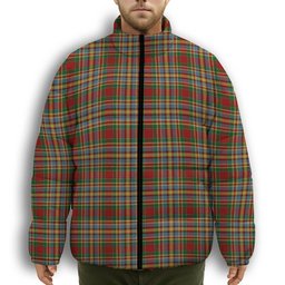 ScotsTee Shop Scottish Chattan Chief of Clan Premium Tartan Collar Down Jacket Winter White Duck Down Plaid